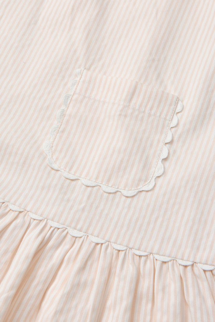 BÆK OG BØLGE KJOLE MED LOMMER - DUSTY ROSE W CREAM STRIPE