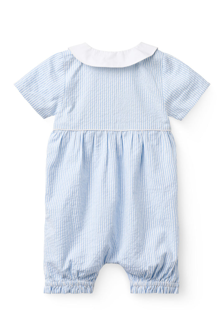 BÆK OG BØLGE ROMPER MED KRAVE - SKY BLUE W CREAM STRIPE