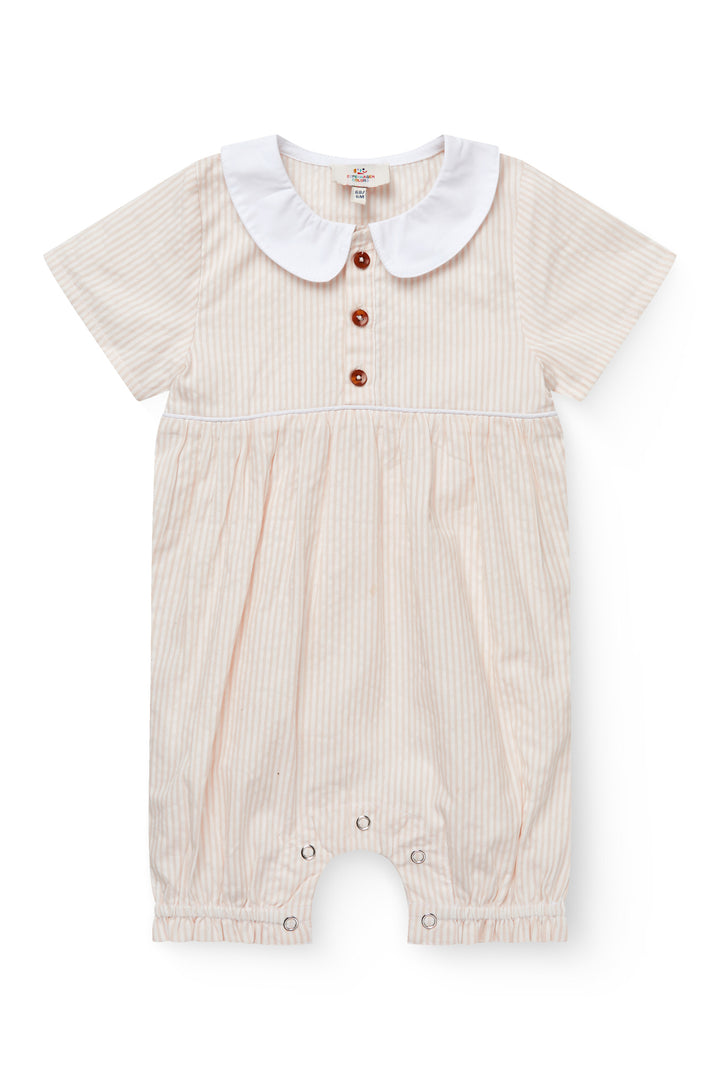 BÆK OG BØLGE ROMPER MED KRAVE - DUSTY ROSE W CREAM STRIPE