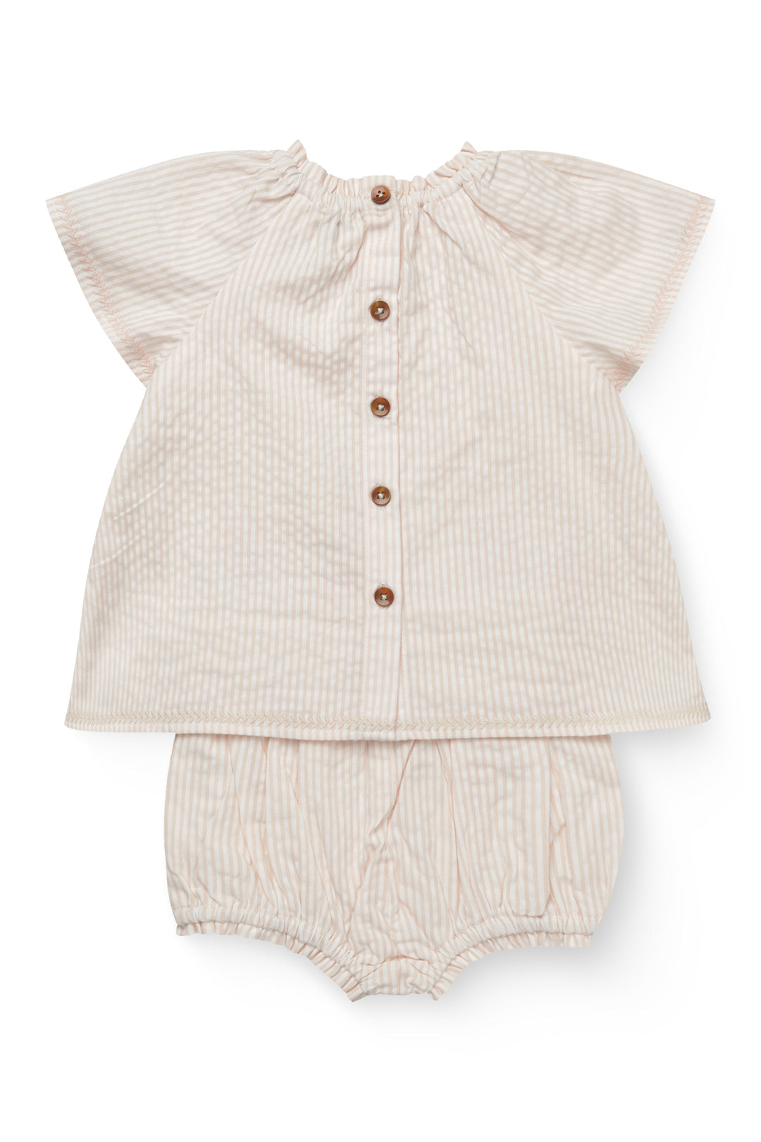 BÆK OG BØLGE BABYSET M. BRODERI - DUSTY ROSE W CREAM STRIPE W. FLOWER