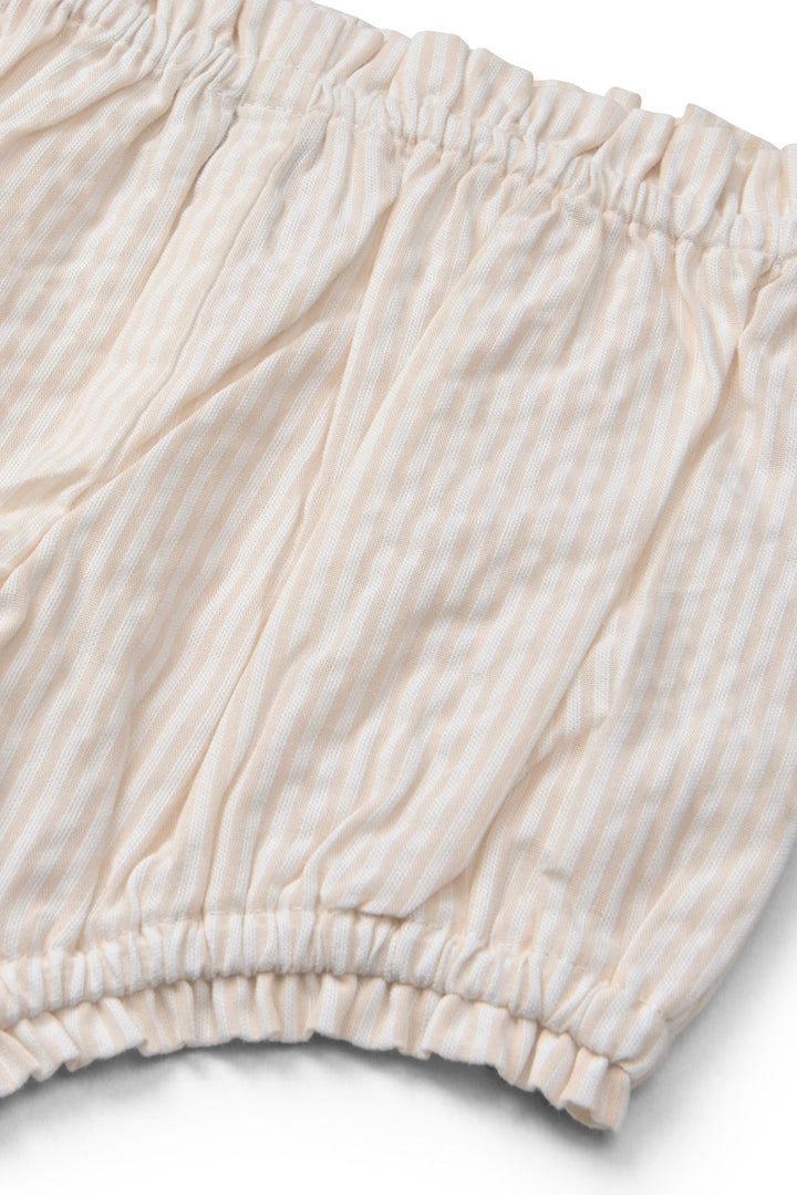 BÆK OG BØLGE BABYSET M. BRODERI - DUSTY ROSE W CREAM STRIPE W. FLOWER