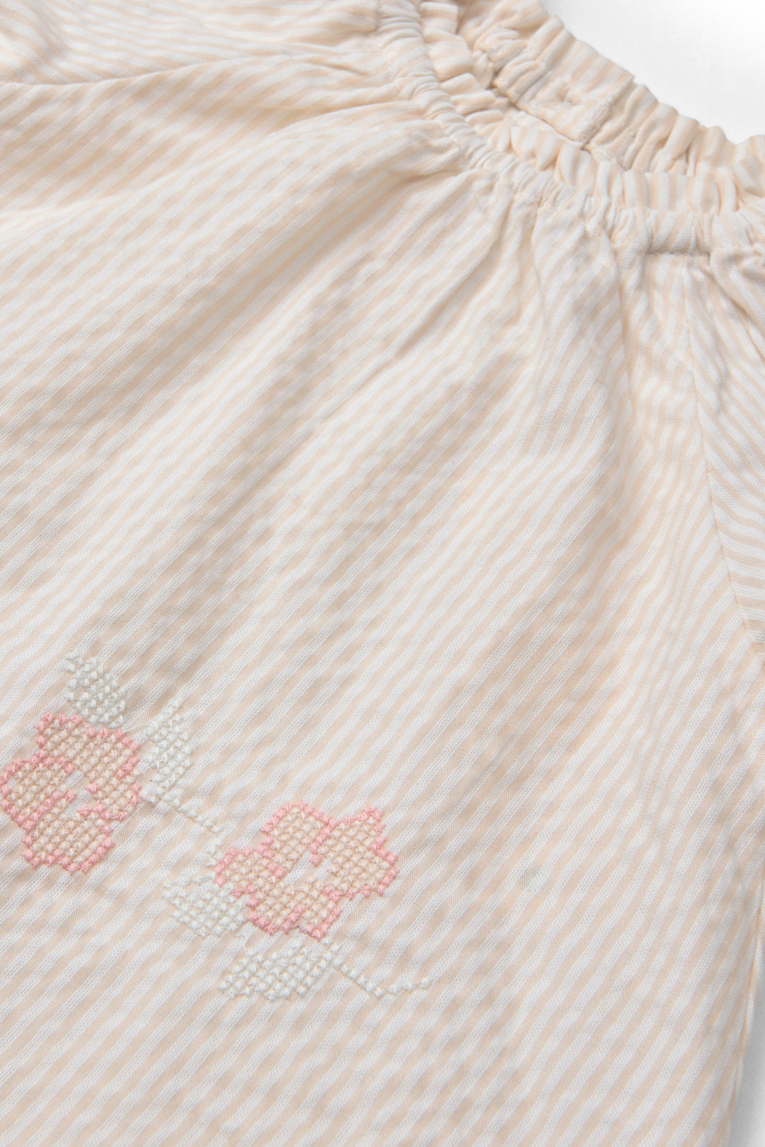 BÆK OG BØLGE BABYSET M. BRODERI - DUSTY ROSE W CREAM STRIPE W. FLOWER