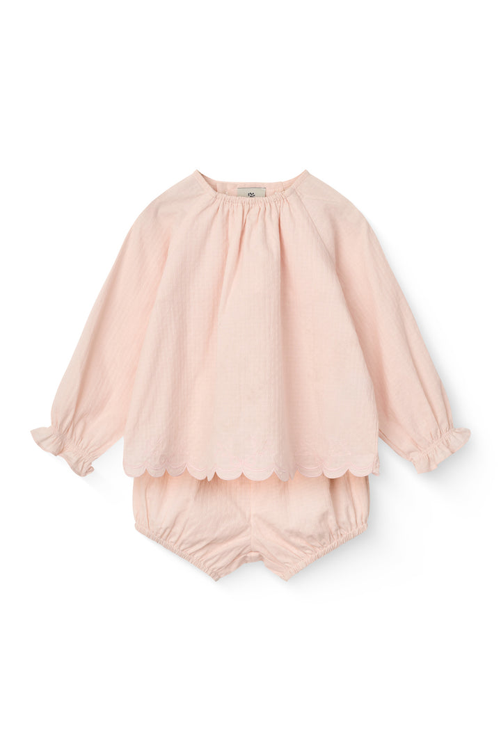 BLUSE OG BLOOMERS BABYSET - DUSTY ROSE COMB.