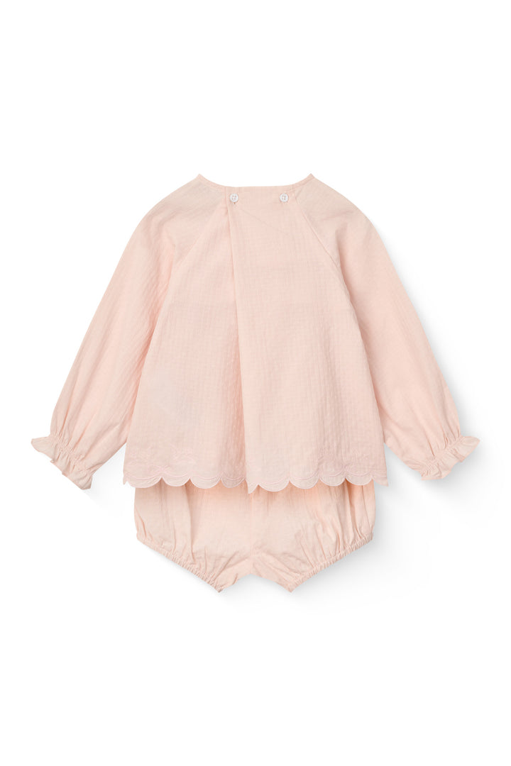 BLUSE OG BLOOMERS BABYSET - DUSTY ROSE COMB.
