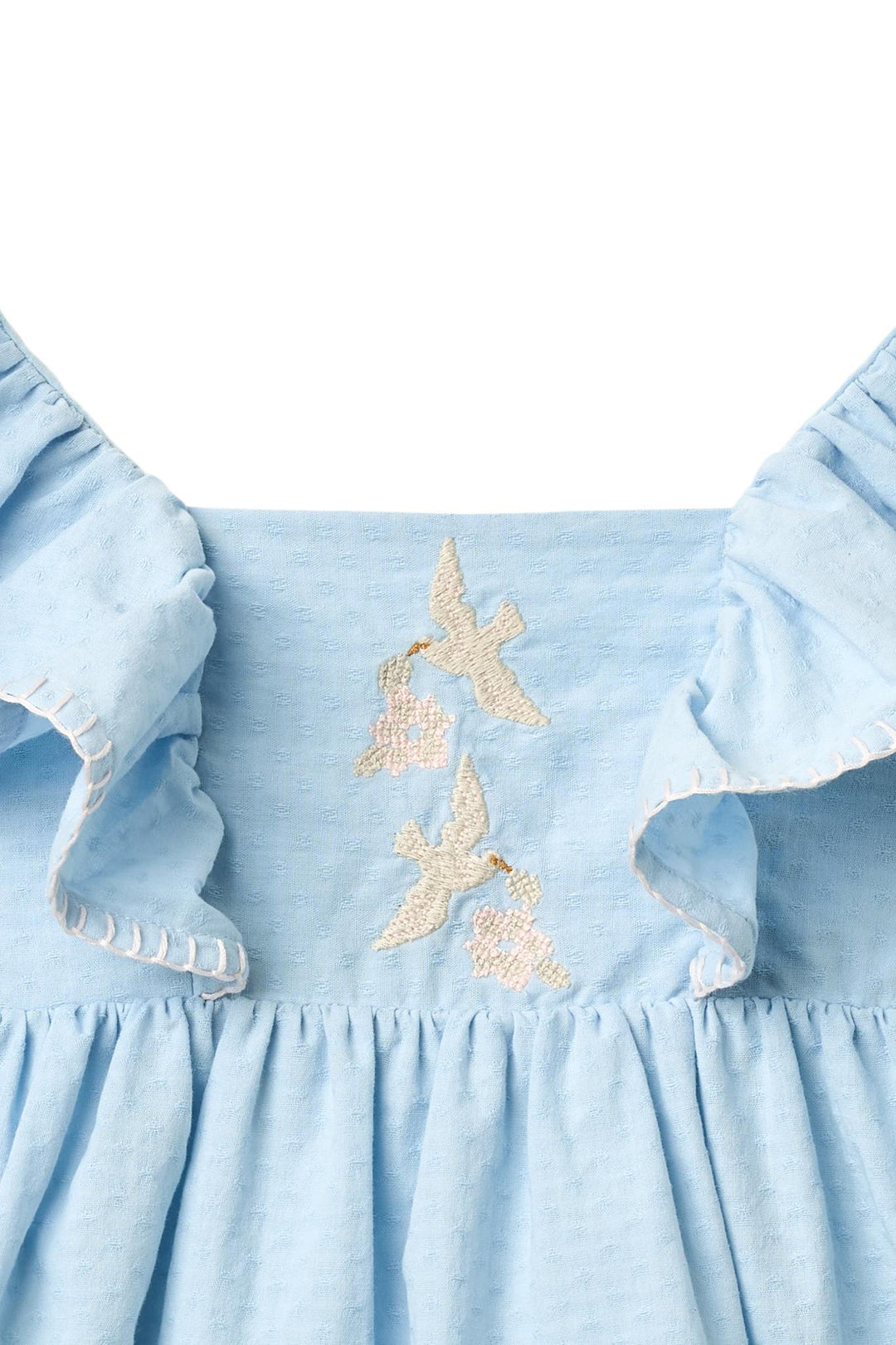 KJOLE MED BRODERI - LT. BLUE COMB.