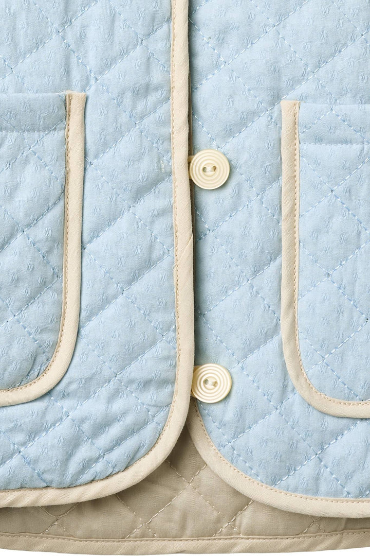 QUILTED VEST M. MØNSTER - LT. BLUE COMB.