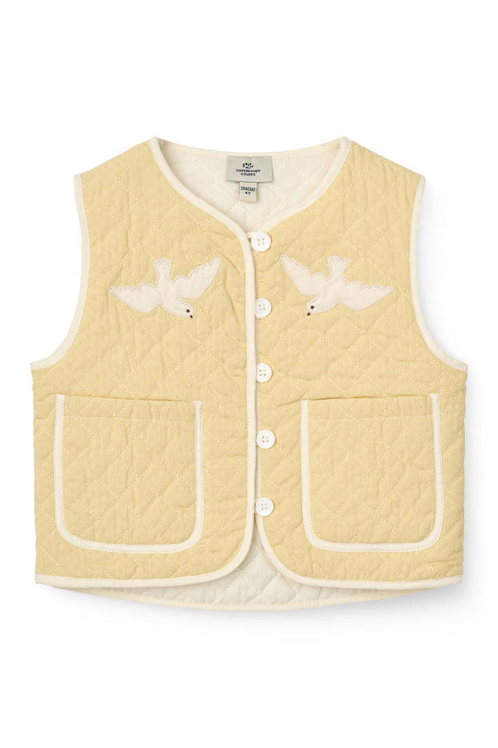 QUILTED VEST M. MØNSTER - PALE YELLOW COMB.