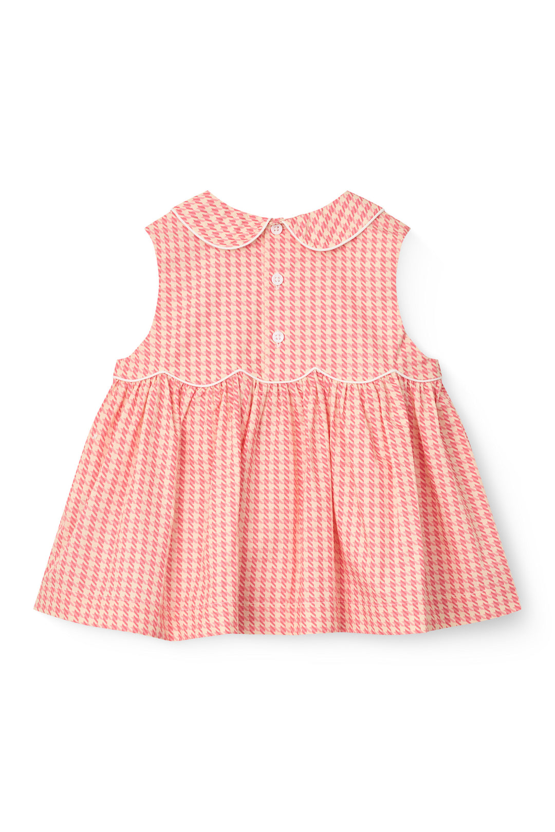 BLUSE MED KRAVE - PINK HOUNDSTOOTH MINI