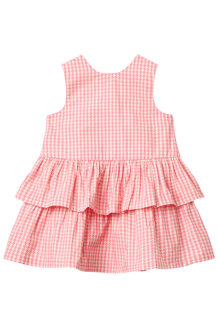 KJOLE MED SLØJFE - PINK HOUNDSTOOTH MINI