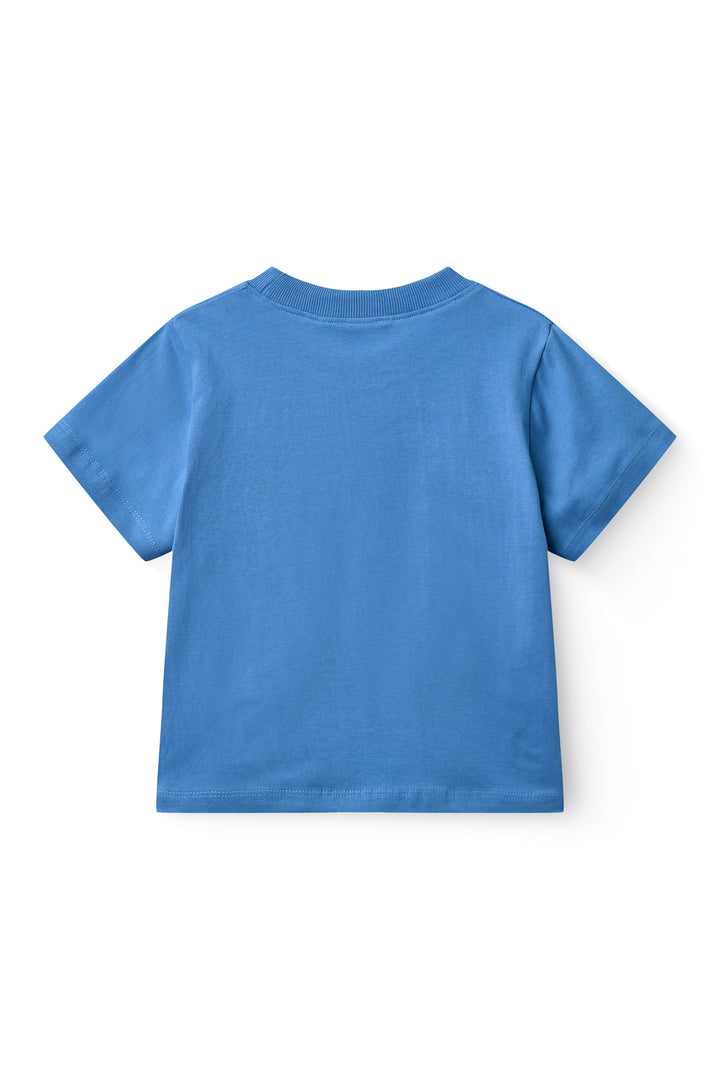 T-SHIRT MED KÆNGURU BRODERI - OCEAN BLUE COMB.