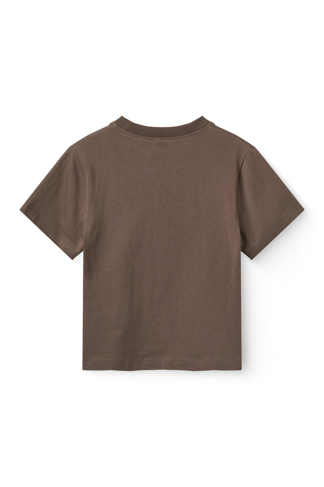 T-Shirt m. Broderi - Dk. Brown