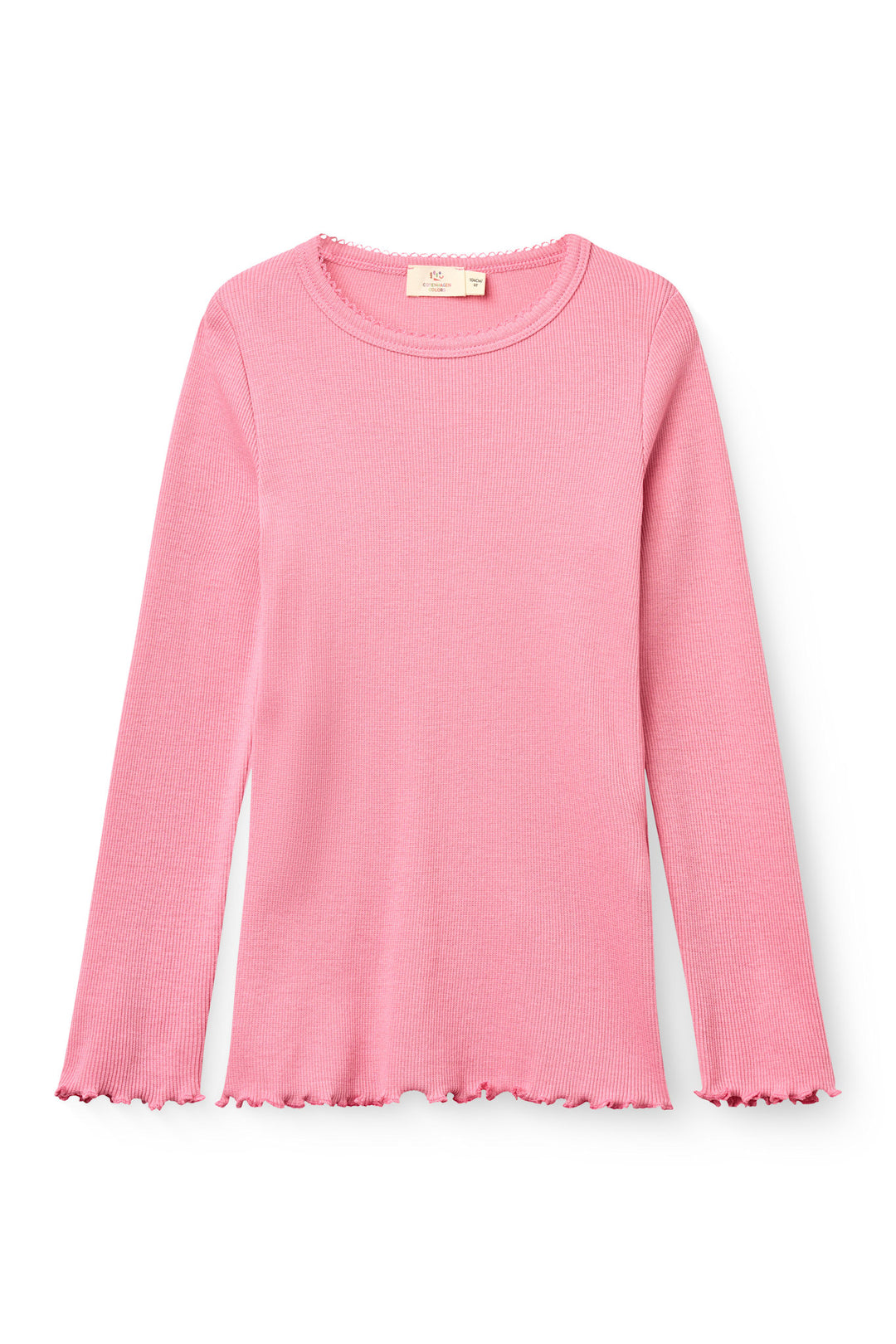 Modal rib T-Shirt m. Picot & L/Æ - Blossom Pink