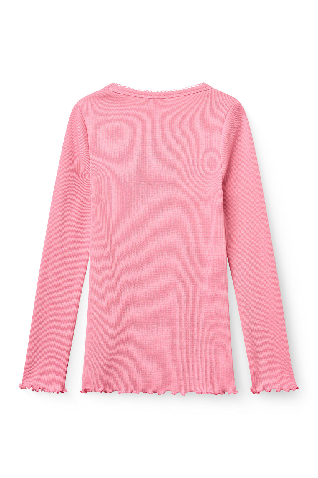 Modal rib T-Shirt m. Picot & L/Æ - Blossom Pink