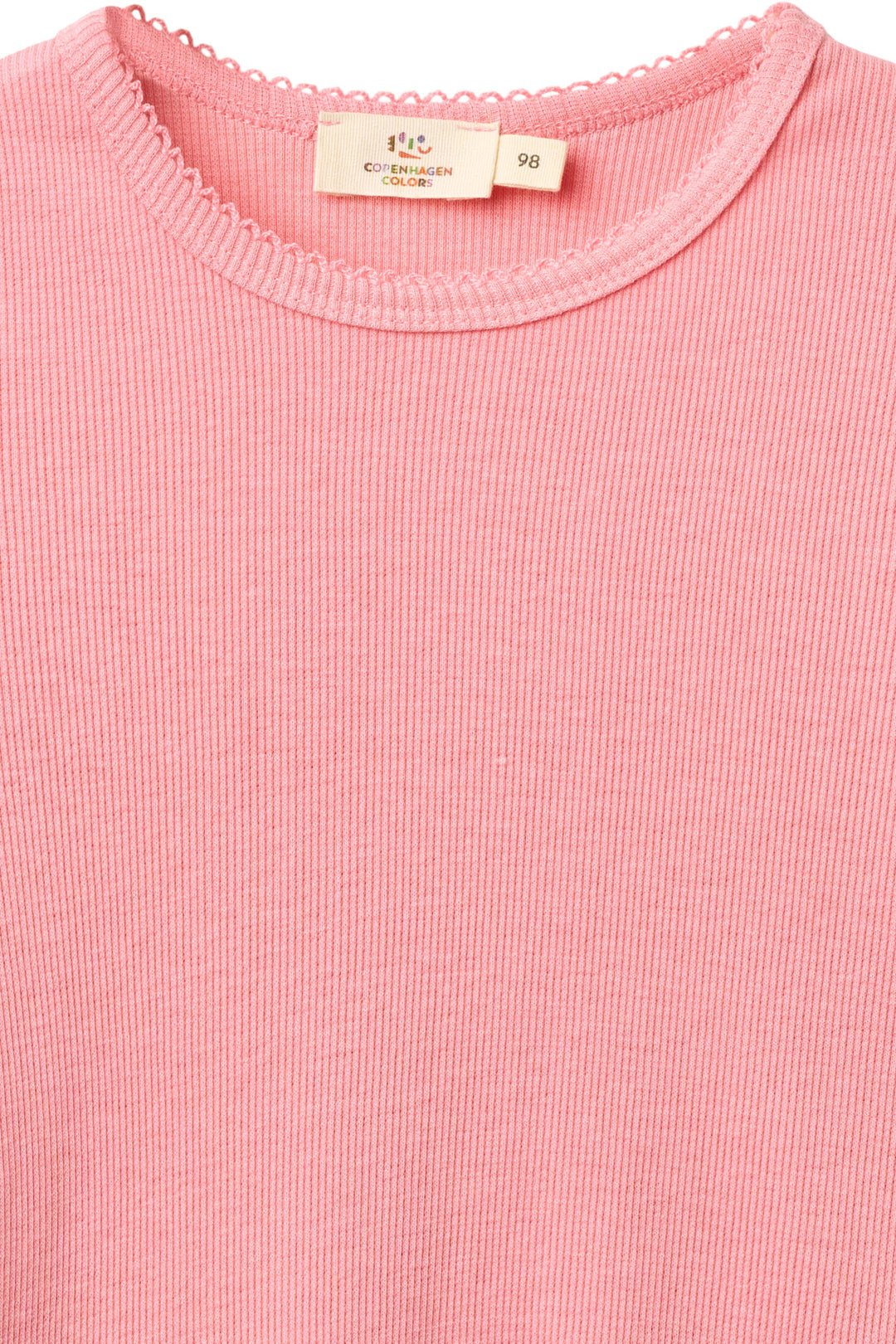MODAL RIB LANGÆRMET T-SHIRT MED PICOT - PINK