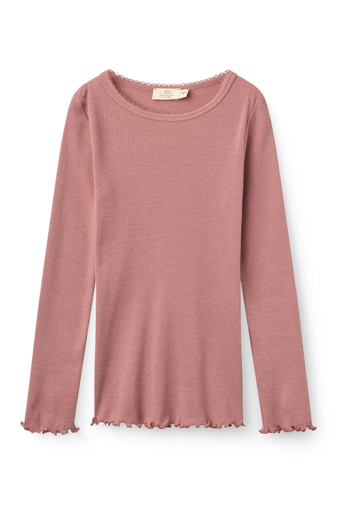Modal rib T-Shirt m. Picot & L/Æ - Winter Rose