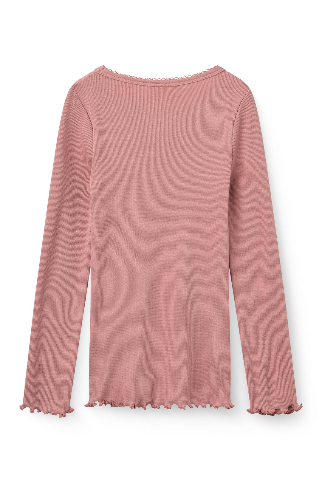 Modal rib T-Shirt m. Picot & L/Æ - Winter Rose