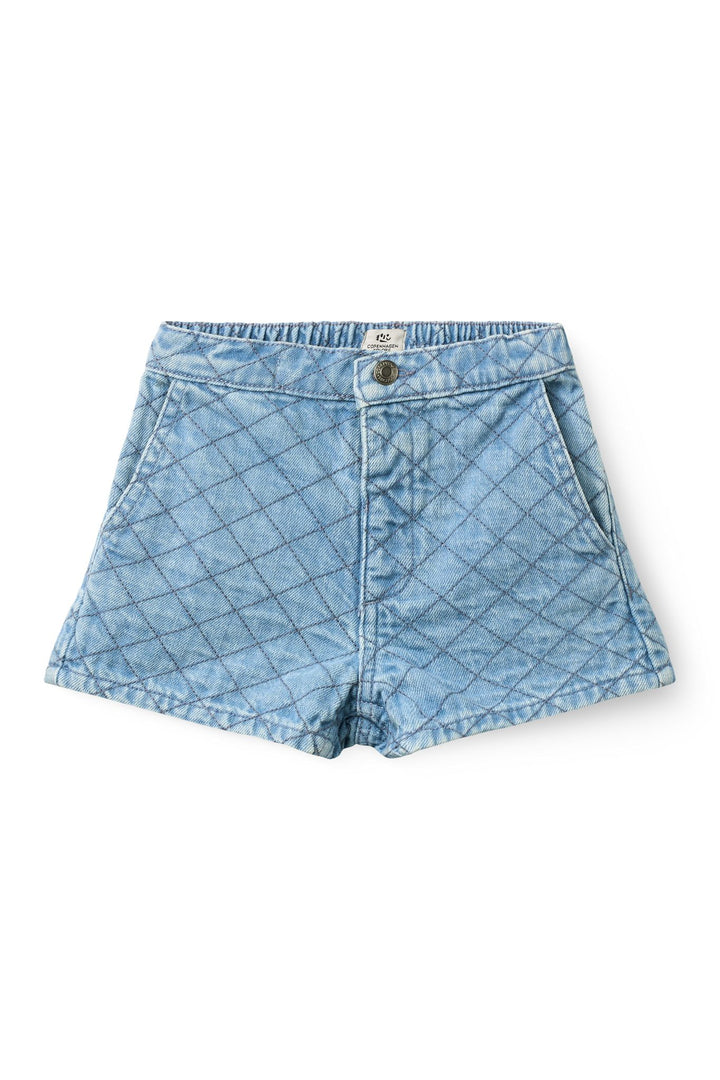 økologisk Denim Quilted Shorts - Washed Blue Quilt