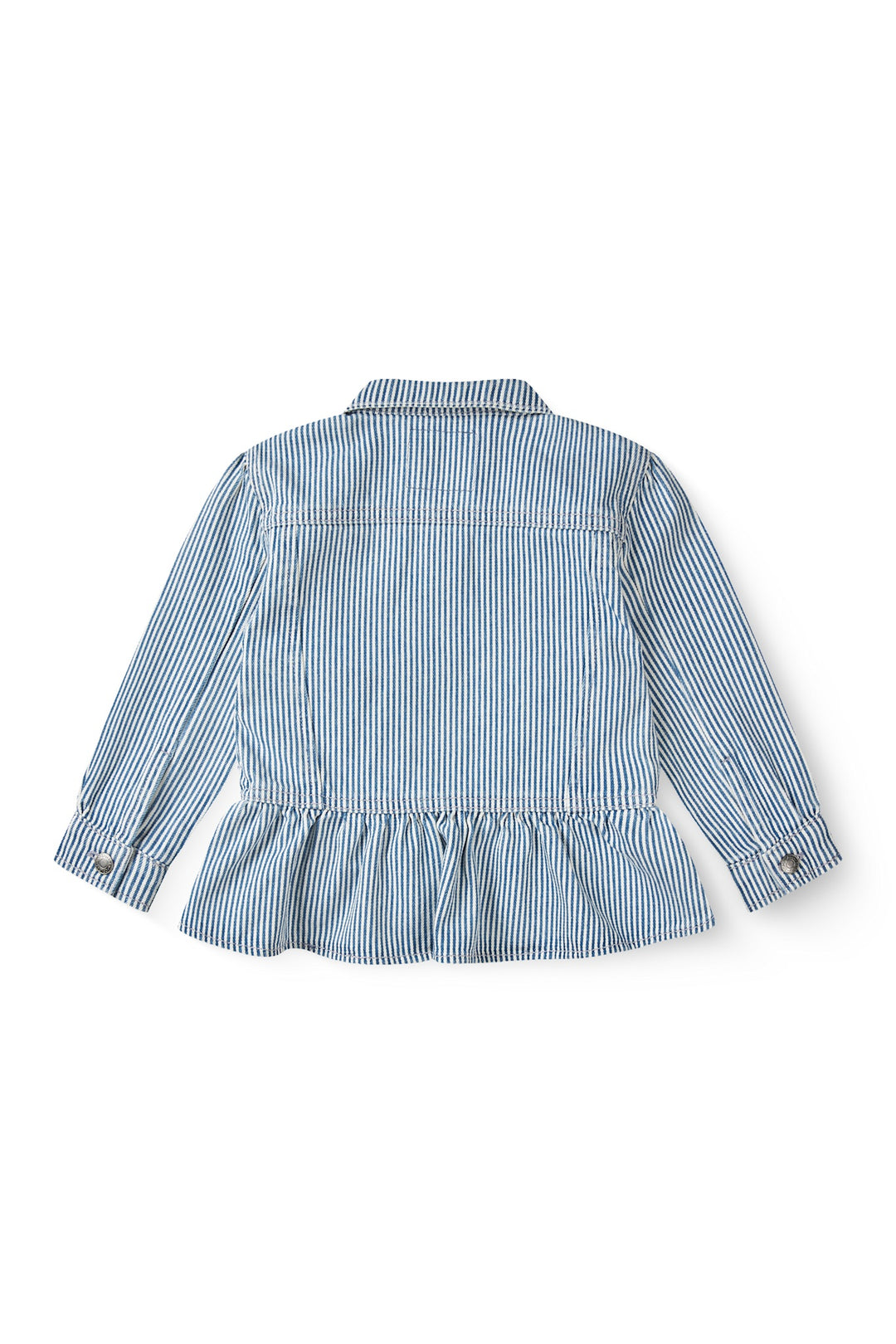 FARVET DENIM JAKKE MED FLÆSEKRAVE - DENIM BLUE STRIPE