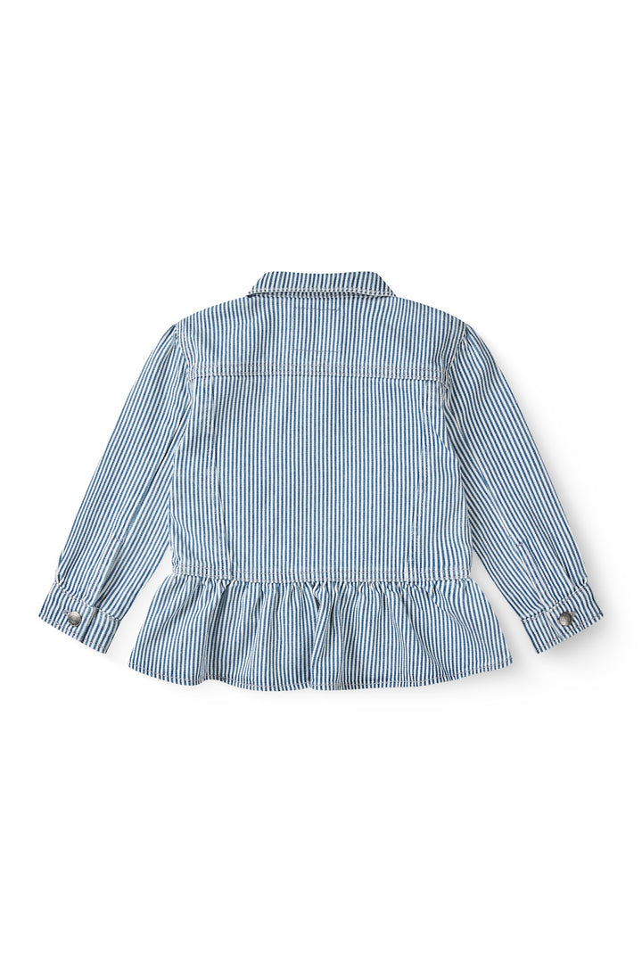 FARVET DENIM JAKKE MED FLÆSEKRAVE - DENIM BLUE STRIPE