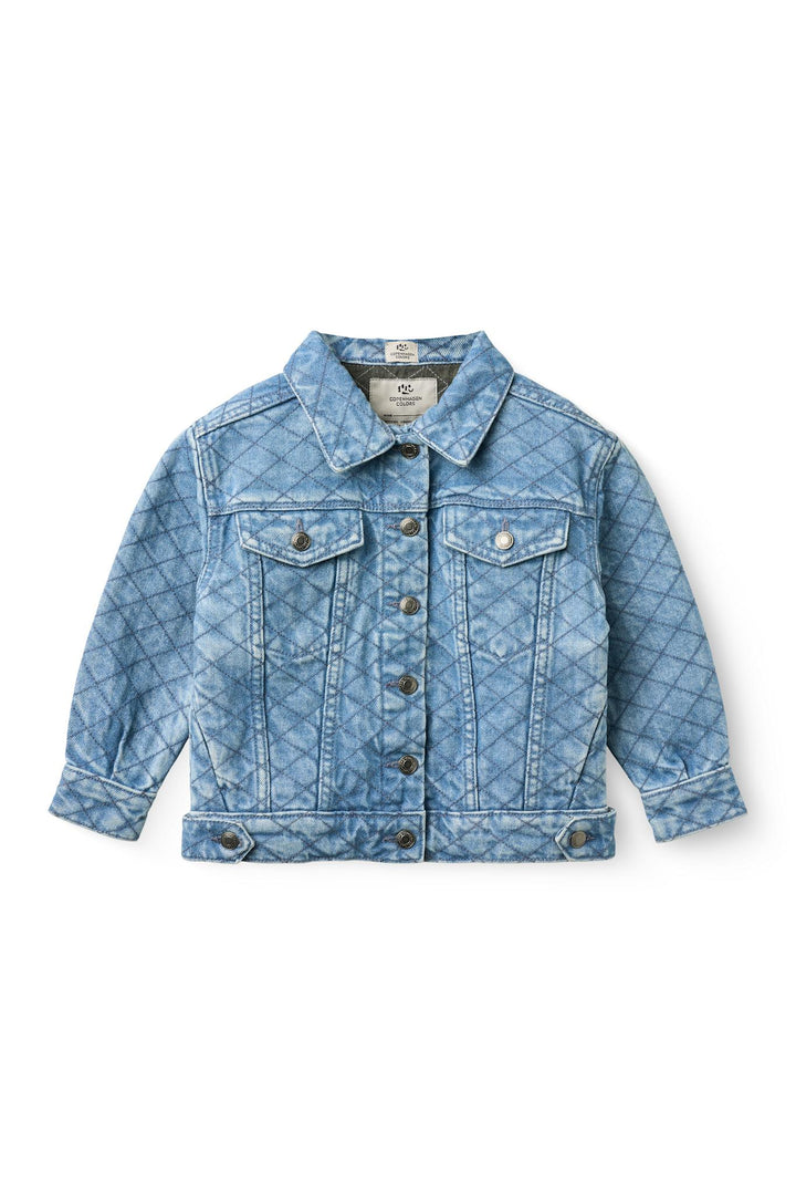 ØKOLOGISK QUILTED DENIM JAKKE - LT. WASHED BLUE QUILT