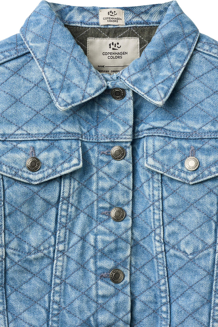 ØKOLOGISK QUILTED DENIM JAKKE - LT. WASHED BLUE QUILT