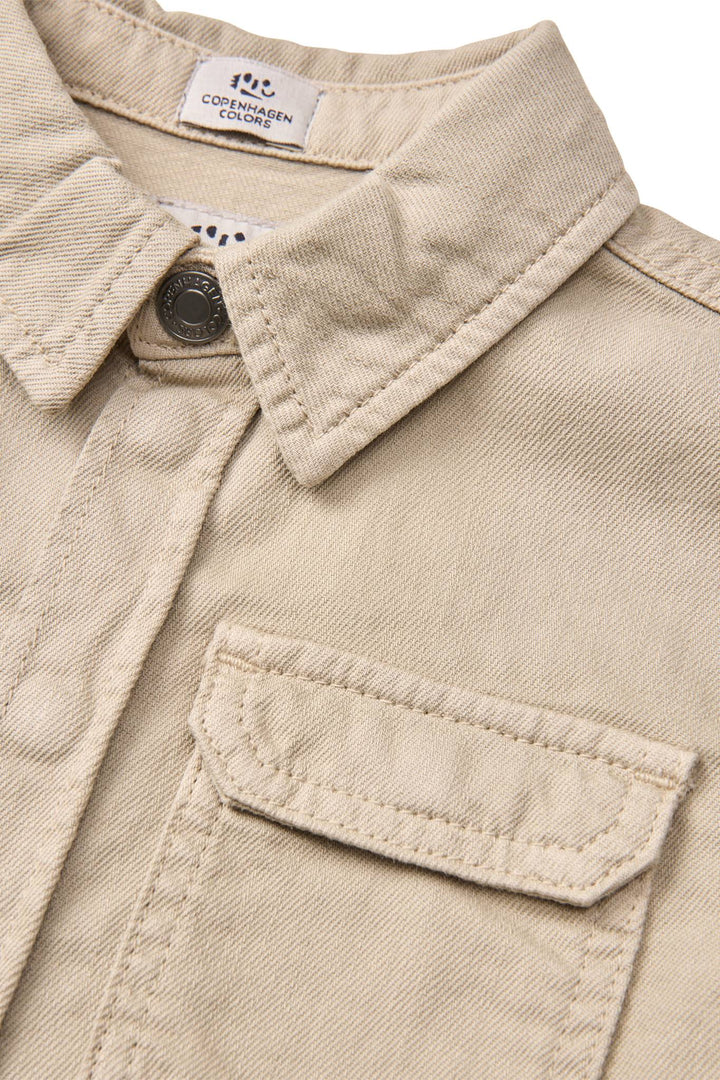 SAFARI SKJORTE I TWILL MED KORTE ÆRMER - BEIGE