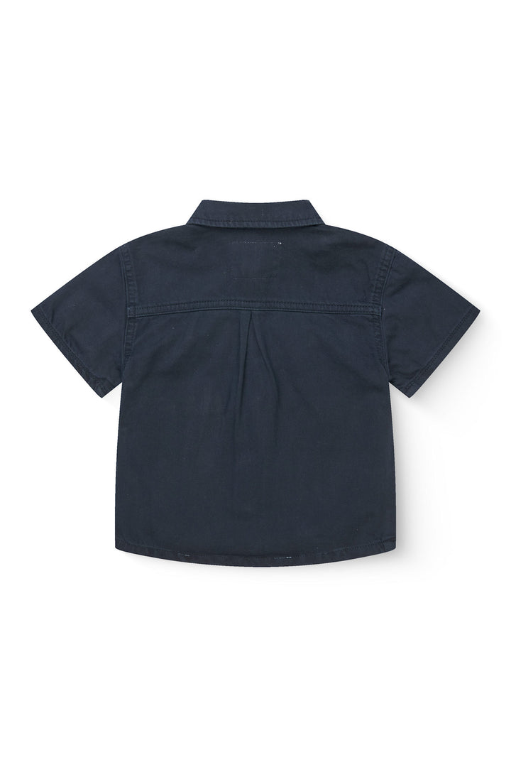 SAFARI SKJORTE I TWILL MED KORTE ÆRMER - NAVY