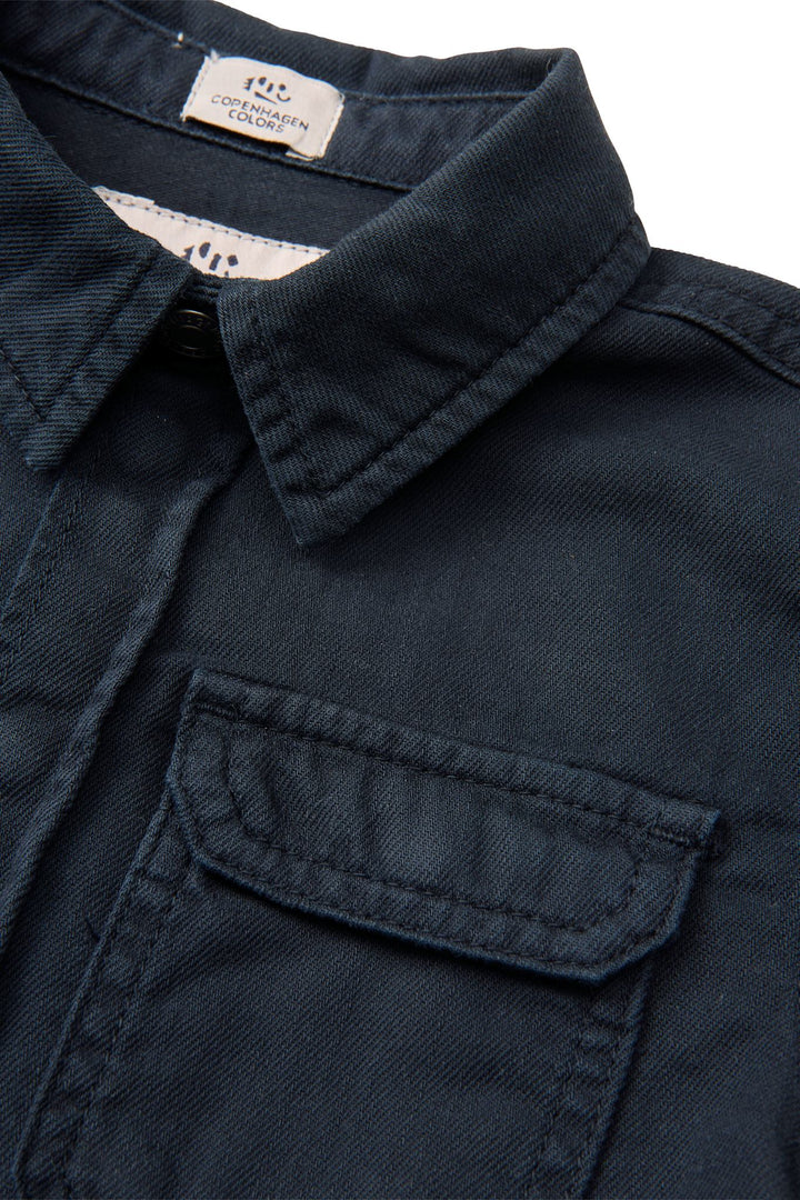 SAFARI SKJORTE I TWILL MED KORTE ÆRMER - NAVY