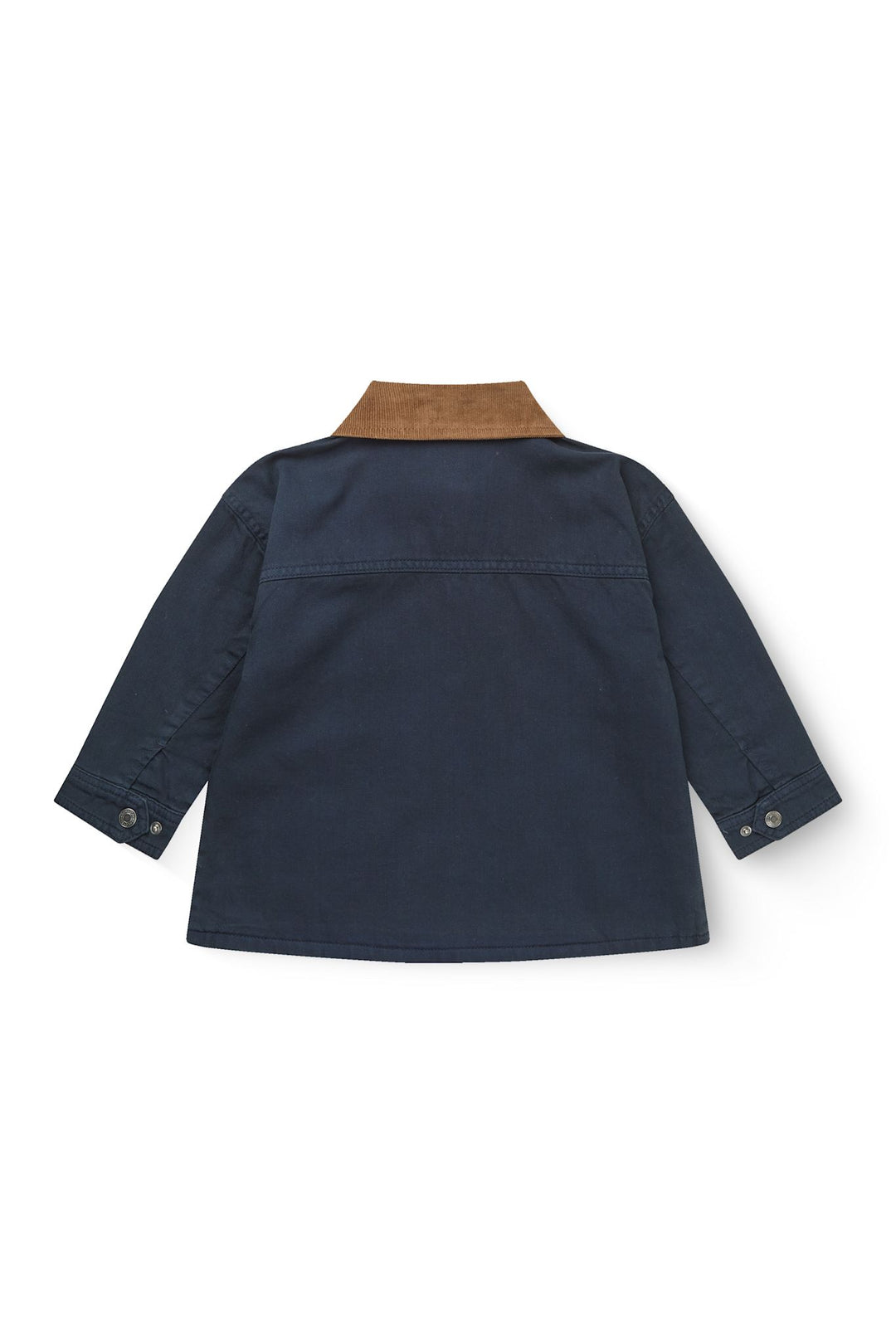TWILL JAKKE MED FLØJLSKRAVE - NAVY COMB