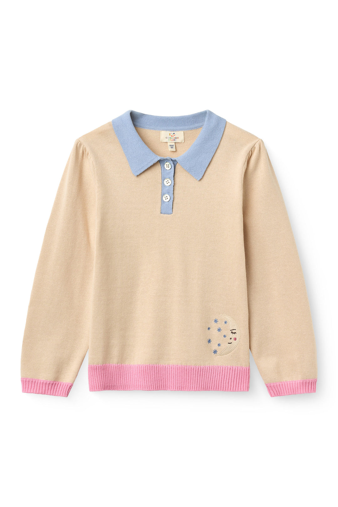 L/Æ Polo m. Måne Brideri - BEIGE MOON COMB
