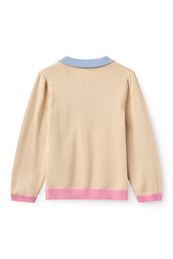L/Æ Polo m. Måne Brideri - BEIGE MOON COMB