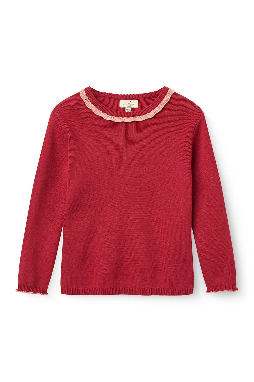 LS Blouse w. Deco Neck - Red Comb.