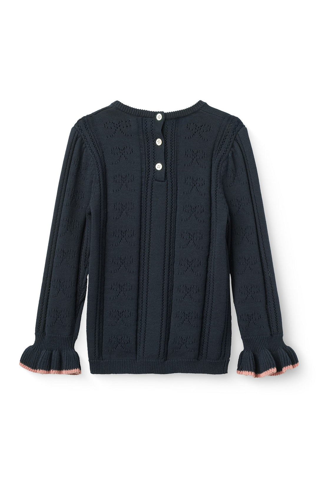 Pointelle Sløjfe Bluse - Navy Comb.