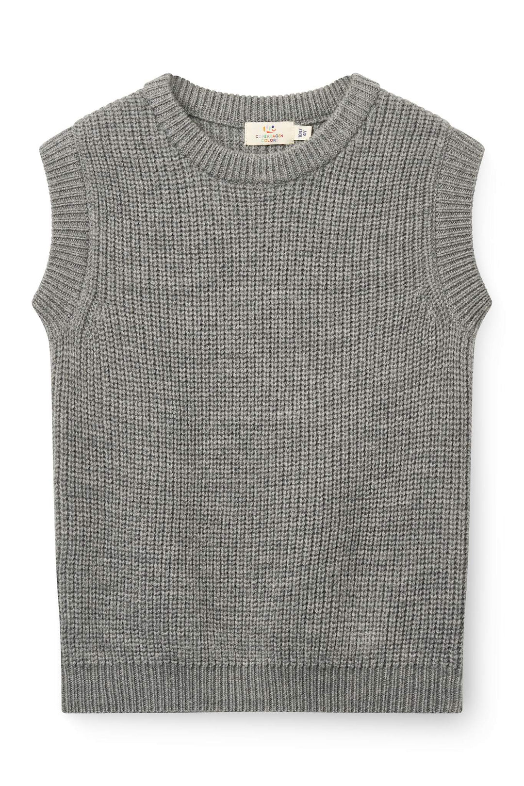 Merino Rib Strikket Vest - Grey Melange