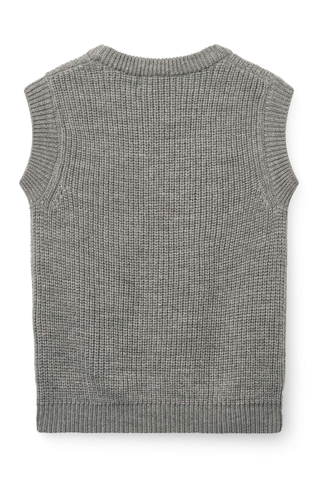 Merino Rib Strikket Vest - Grey Melange