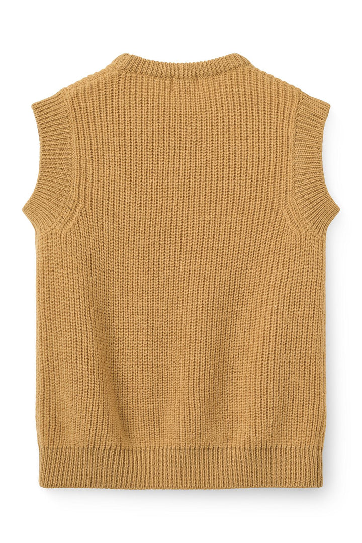 Merino Rib Strikket Vest - Mustard