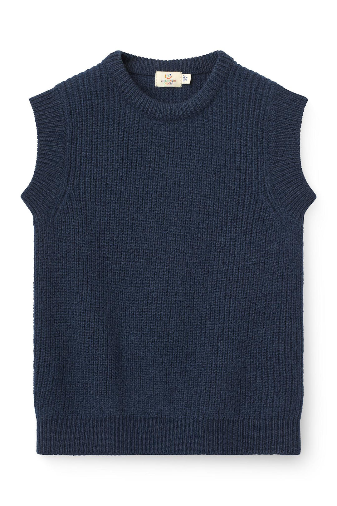 Merino Rib Strikket Vest - Navy