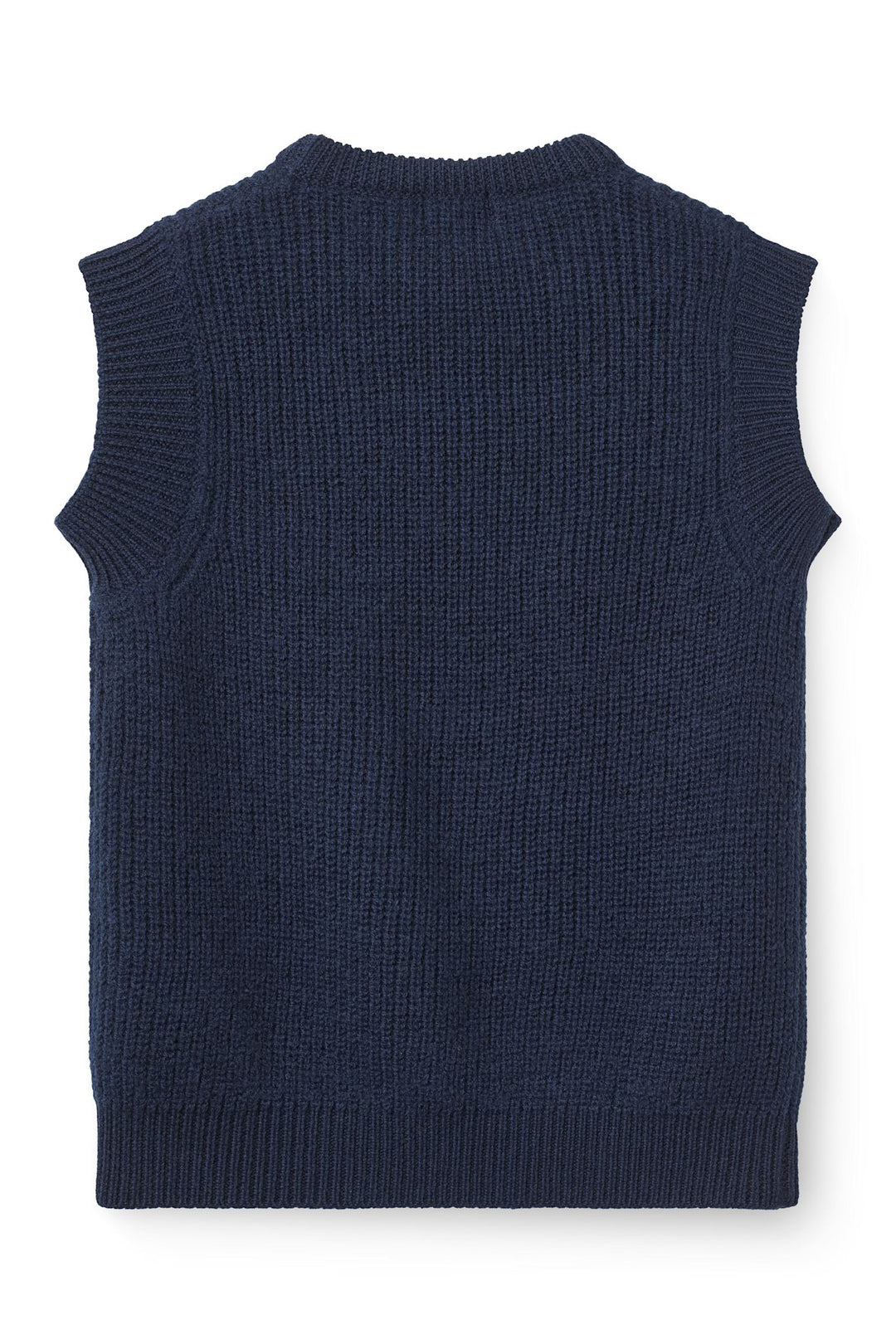 Merino Rib Strikket Vest - Navy
