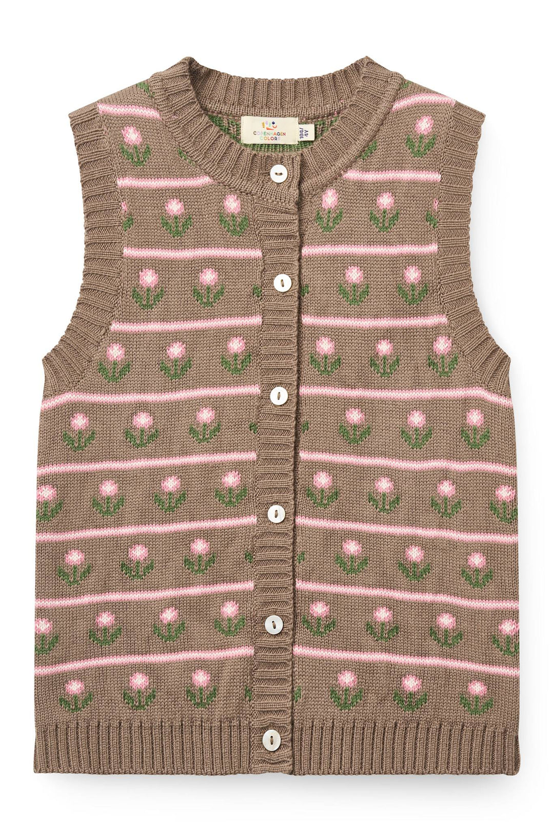 Strikvest m. Blomster - Walnut Flower