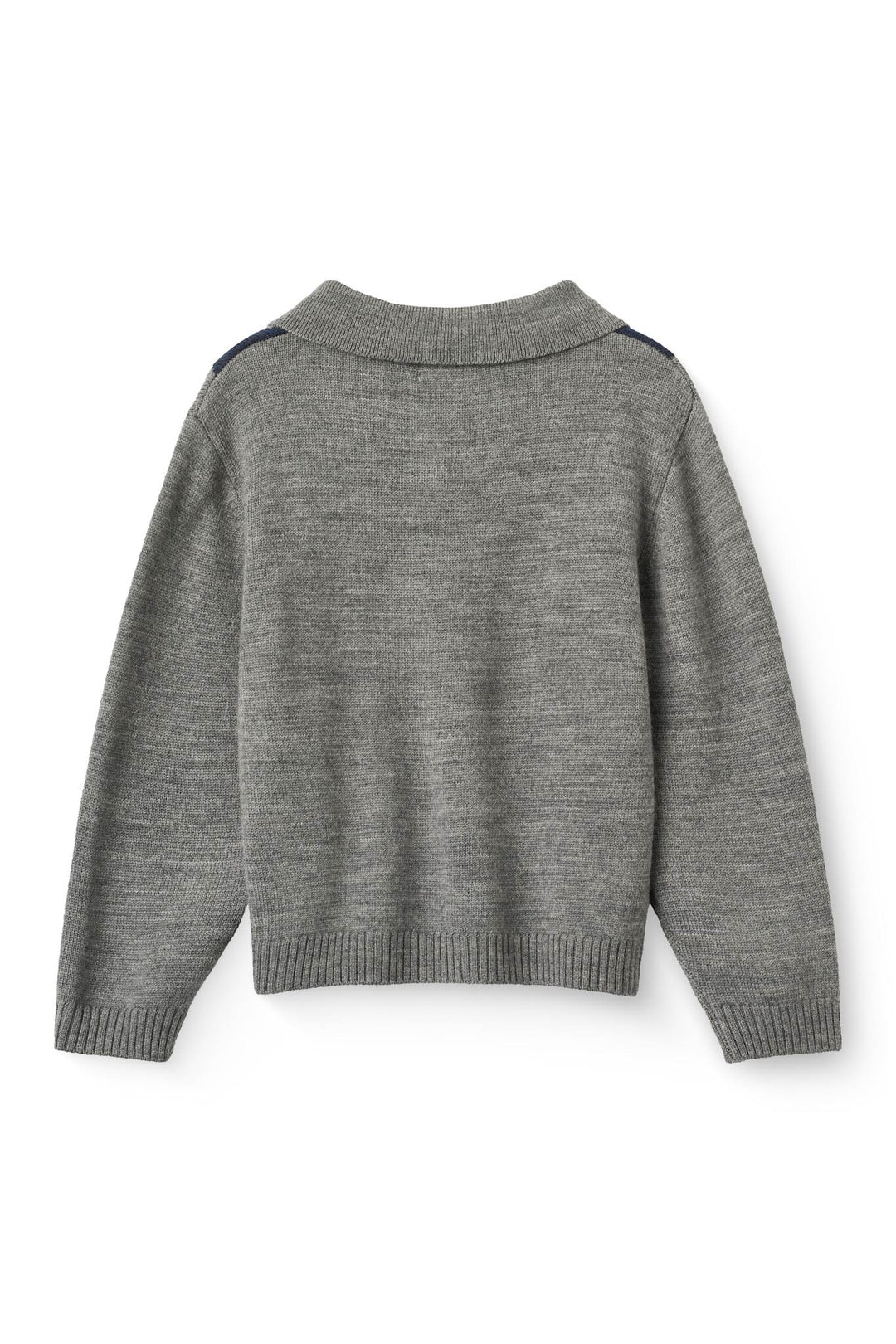 Strikket Bluse m. Krave & Rudediamant Mønster - Grey Melange Comb.