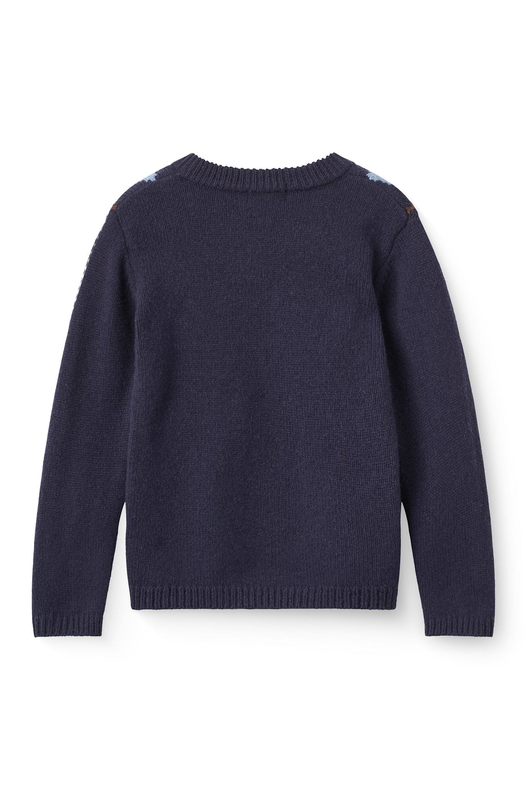 Strikket V-Hals Pullover m. Argyle-Mønster - Navy Melange Comb.