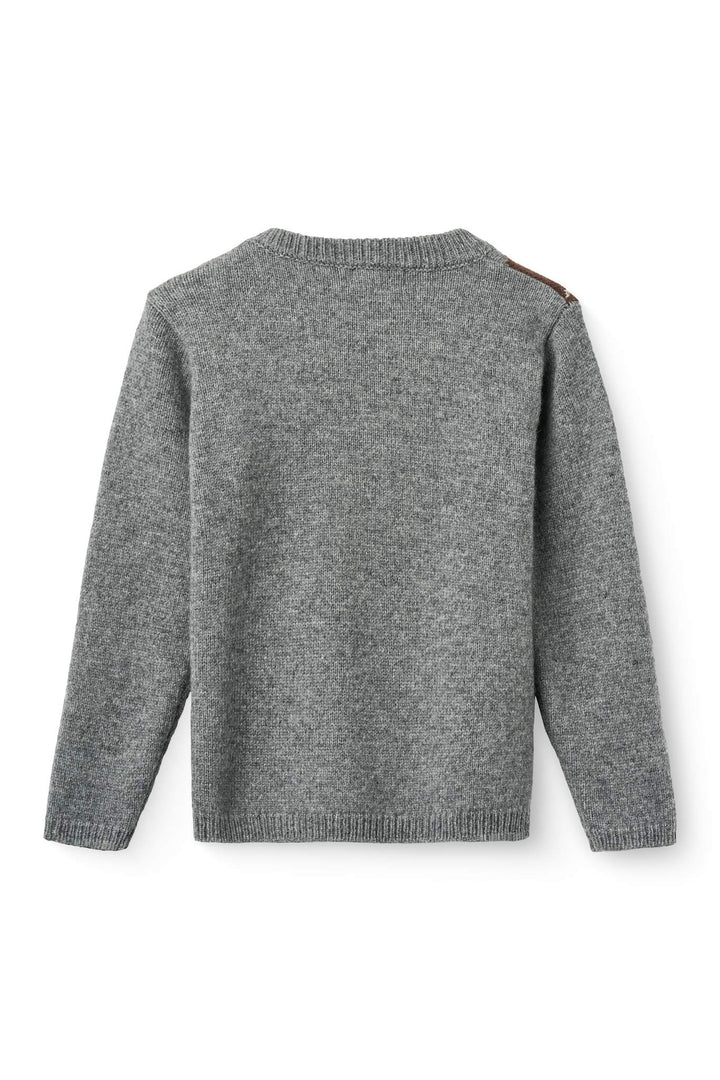 Striktrøje m. Rudediamant Mønster - Grey Mel./Dk. Brown/Navy Comb.