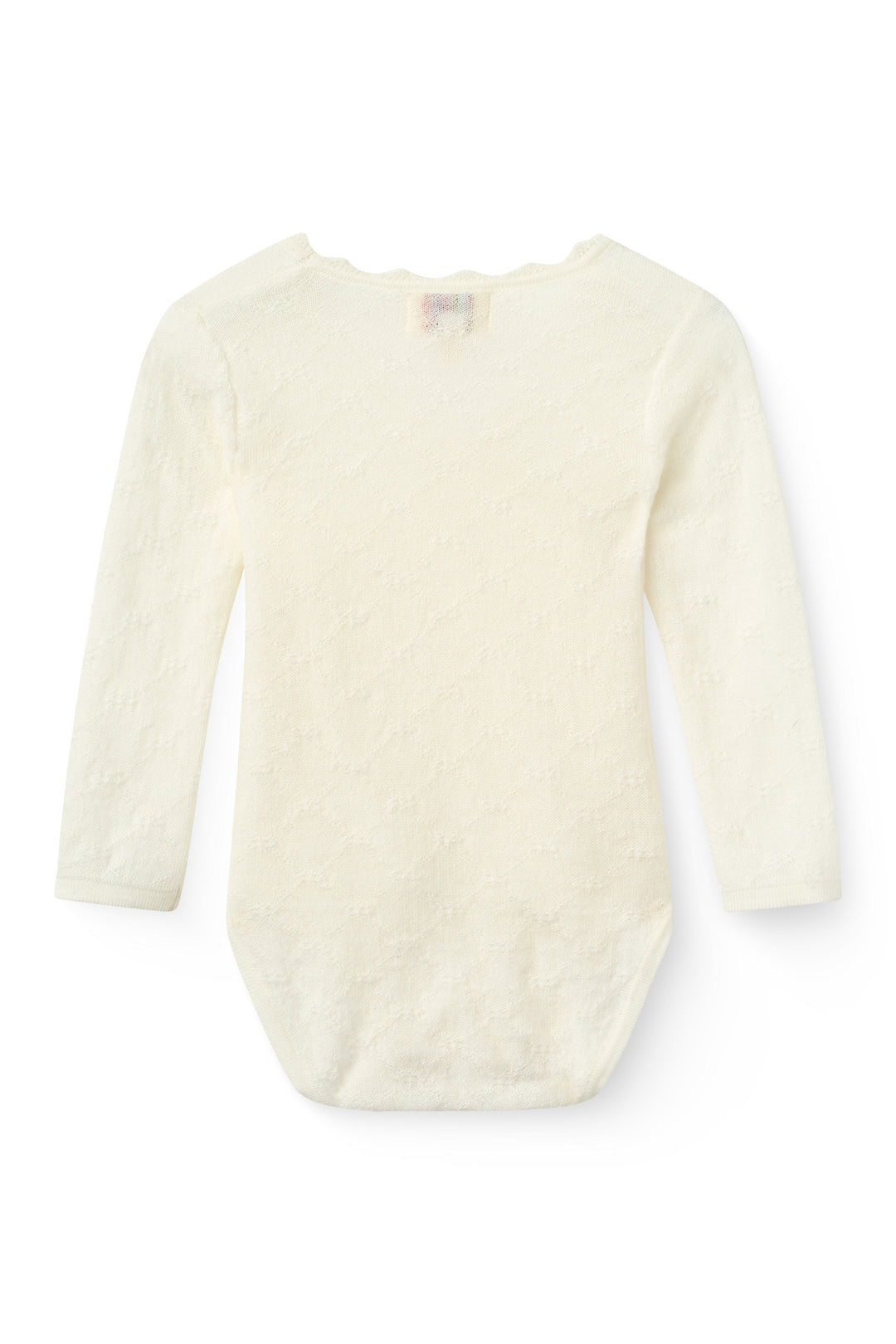 Finstrikket Pointelle Merino Body m. Skrålukning & Leggings - White