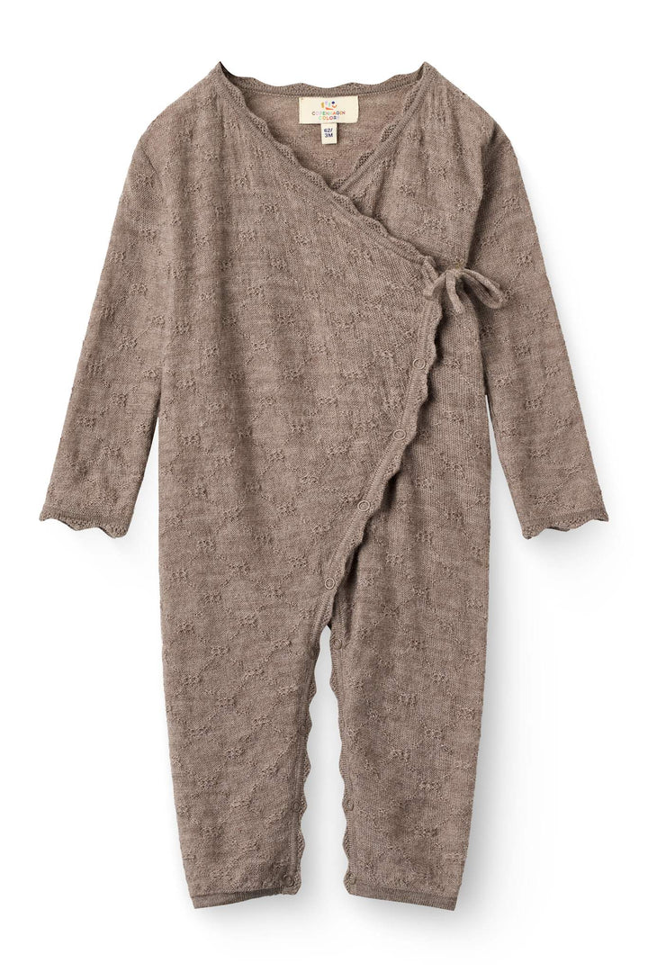 Tyndstrikket Merino Heldragt m. Skråkukning - Natural Melange