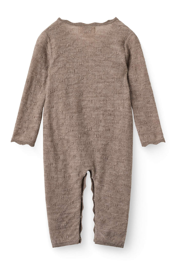 Tyndstrikket Merino Heldragt m. Skråkukning - Natural Melange