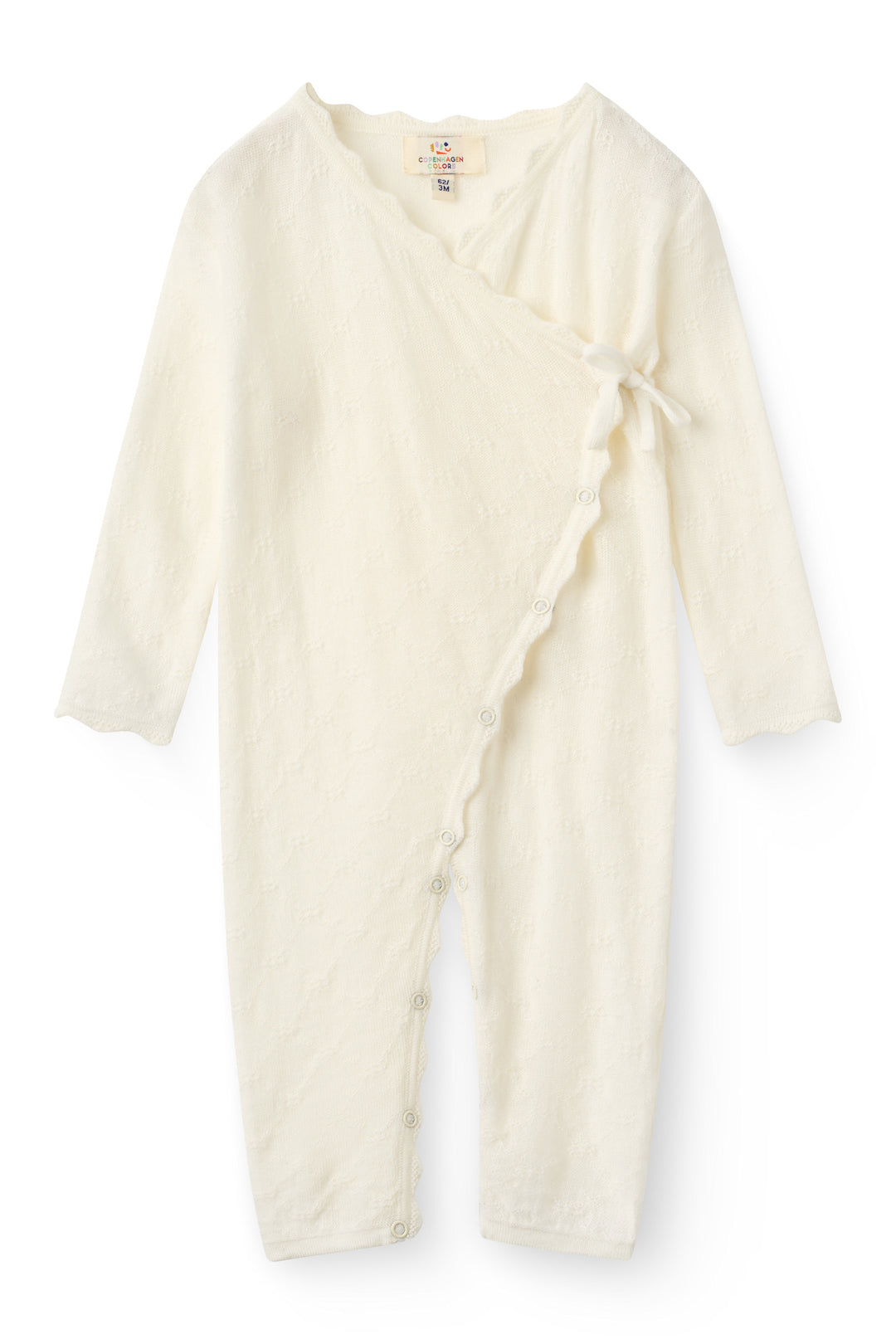 Tyndstrikket Merino Heldragt m. Skråkukning - White