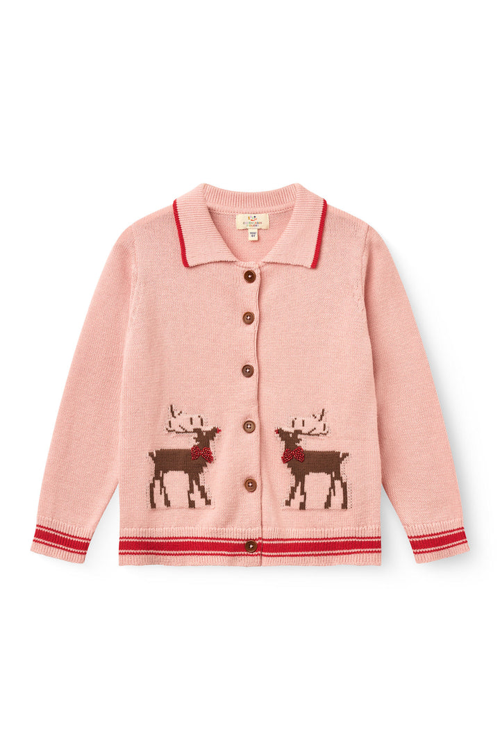 Strikket Cardigan m. Jacquard - Mellow Rose Comb.