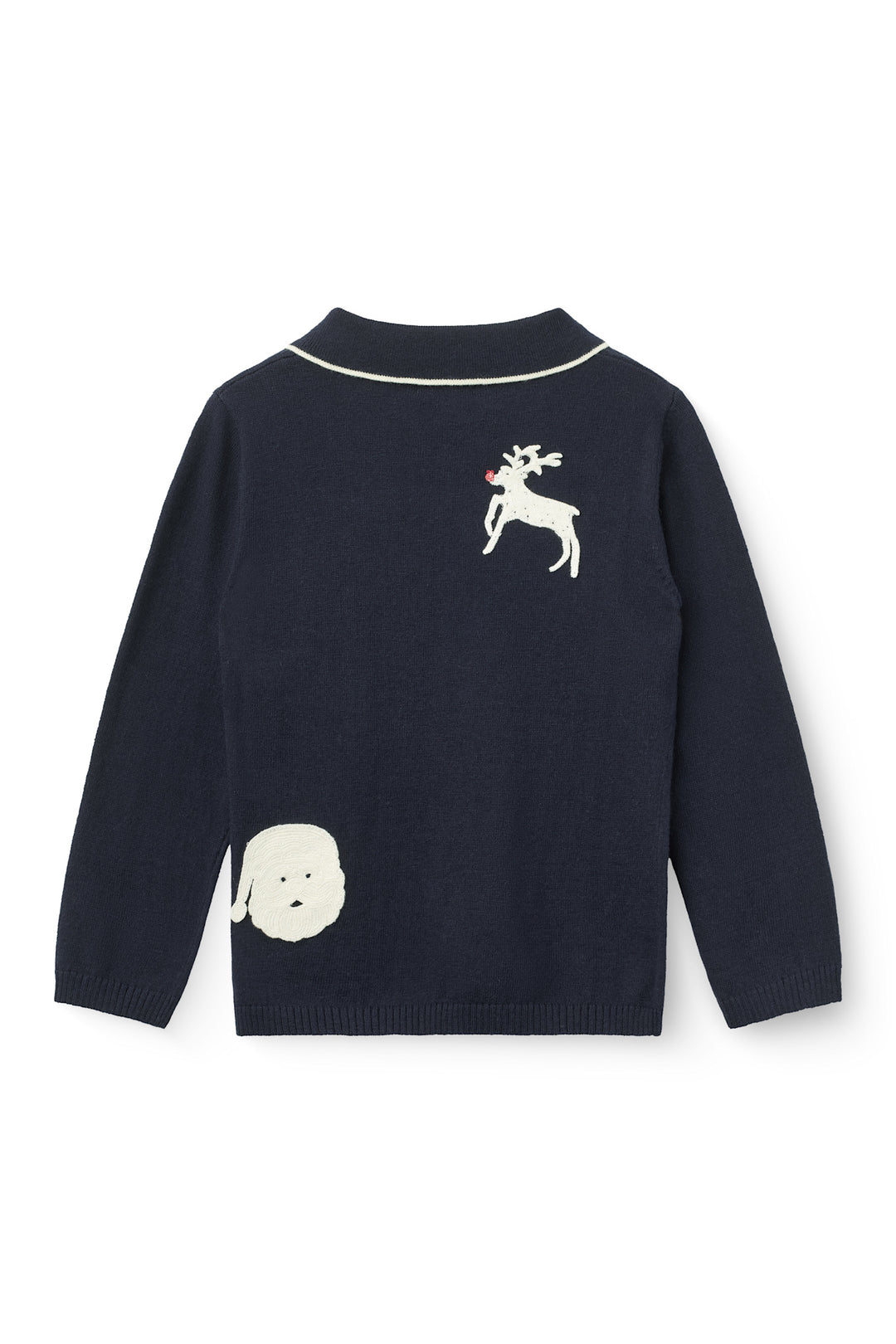 Strikket Polo m. Hæklede Patches - NAVY/ CREAM COMB