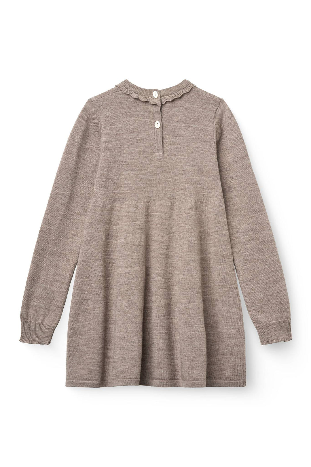 Klassisk Merino Kjole m. Deco Neck - Natural Melange
