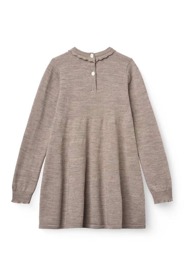 Klassisk Merino Kjole m. Deco Neck - Natural Melange